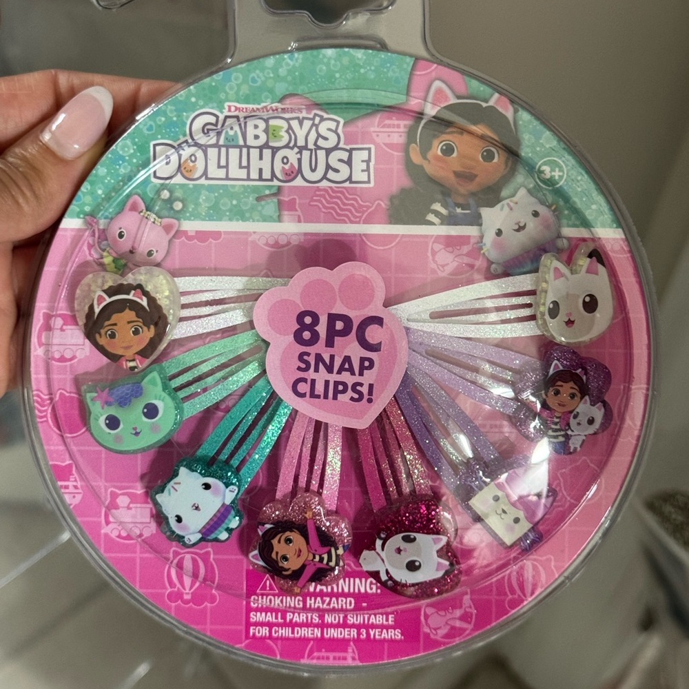 NWT Gabby's Dollhouse Kids Hair Clips for Girls Snap Clips 8 Pack Multi Color